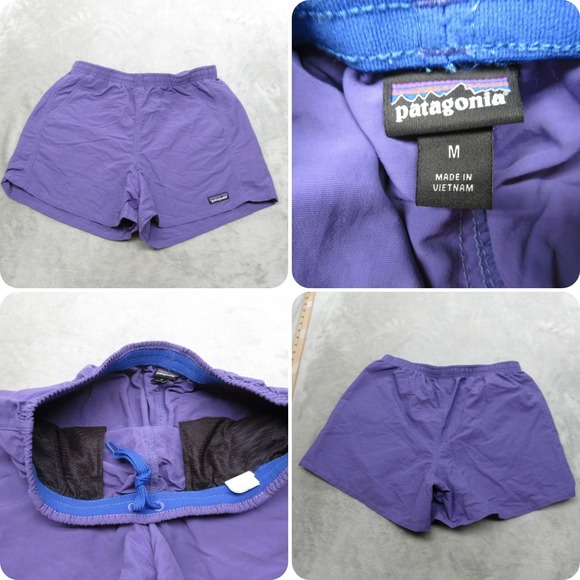 Patagonia Baggies Shorts Womens Medium Purple Unlined Pockets Drawcord Waist - Picture 1 of 12